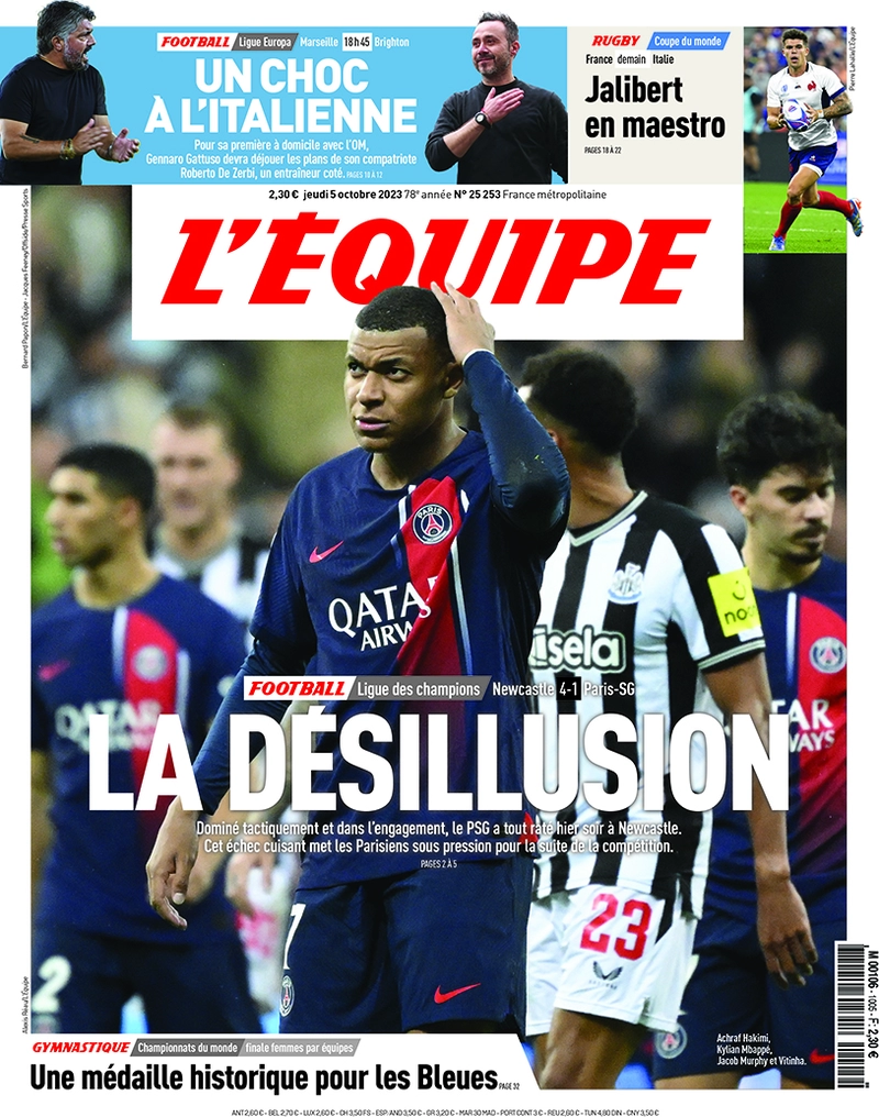 Le Prime Pagine Sportive Internazionali - 5 ottobre 28 LEquipe 1