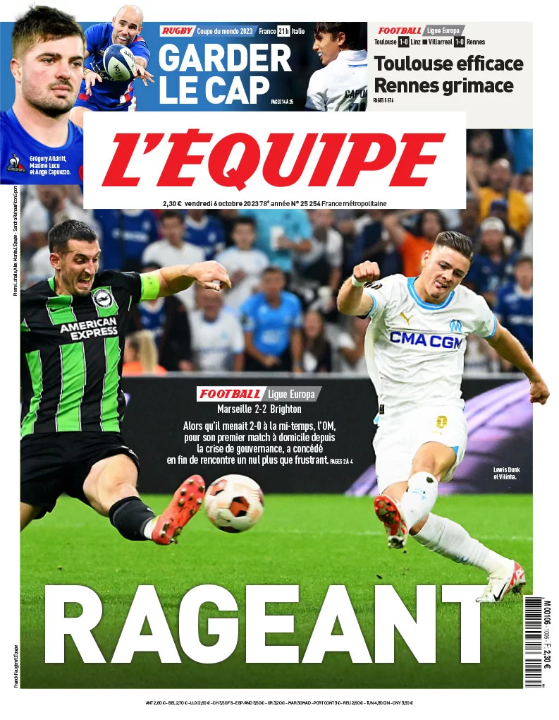 Le Prime Pagine Sportive Internazionali - 6 ottobre 28 LEquipe 2