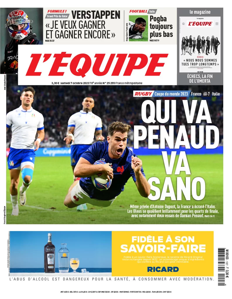 Le Prime Pagine Sportive Internazionali - 7 ottobre 30 LEquipe 3