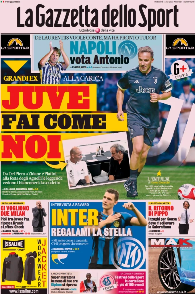Le Prime Pagine Sportive Nazionali – 11 ottobre 27 la gazzetta dello sport 023805769