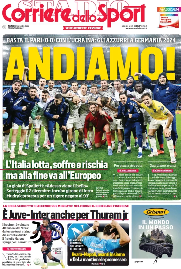 Le Prime Pagine Sportive Nazionali – 21 novembre 28 Corriere Sport 6