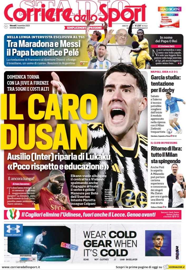 Le Prime Pagine Sportive Nazionali – 2 novembre 28 Corriere Sport