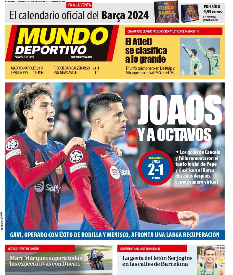 Le Prime Pagine Sportive Internazionali – 29 novembre 6 Mundo Deportivo 10