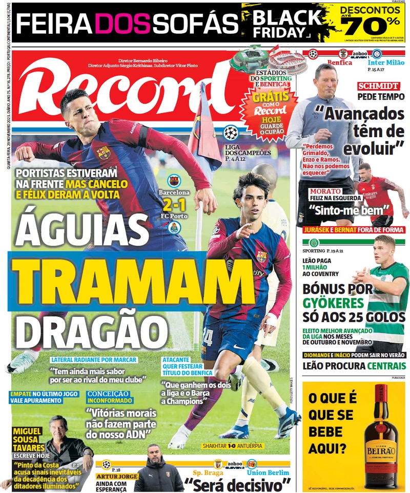 Le Prime Pagine Sportive Internazionali – 29 novembre 7 Record 7