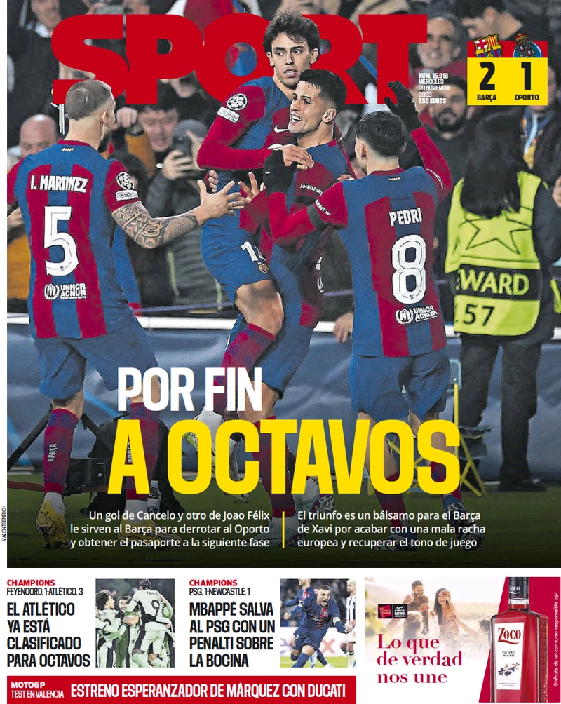 Le Prime Pagine Sportive Internazionali – 29 novembre 8 Sport 11