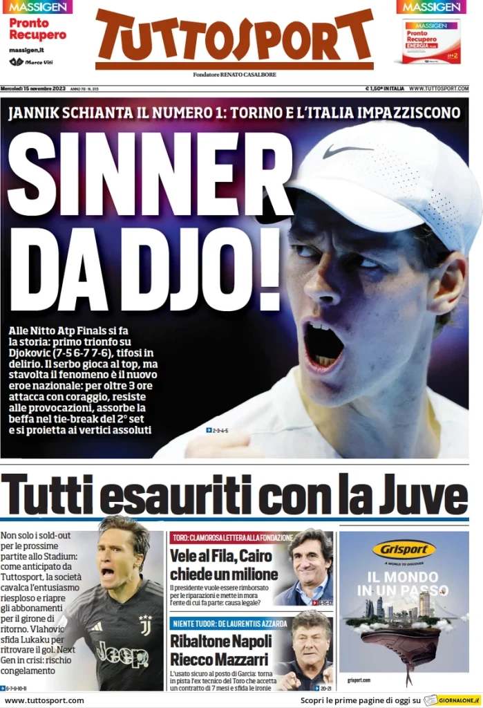 Le Prime Pagine Sportive Nazionali – 15 novembre 29 Tuttosport 4