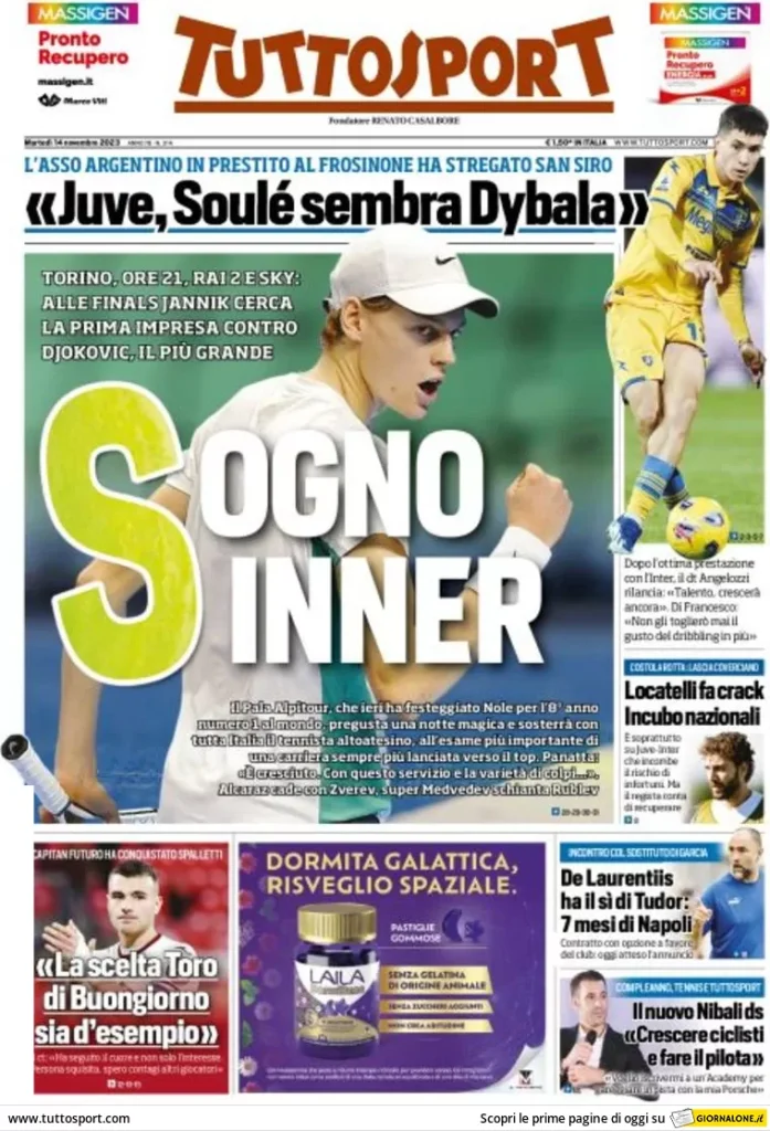 Le Prime Pagine Sportive Nazionali – 14 novembre 27 tuttosport 001713989 697x1024 1