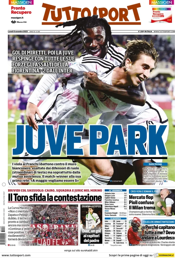 Le Prime Pagine Sportive Nazionali – 6 novembre 29 tuttosport 070705744
