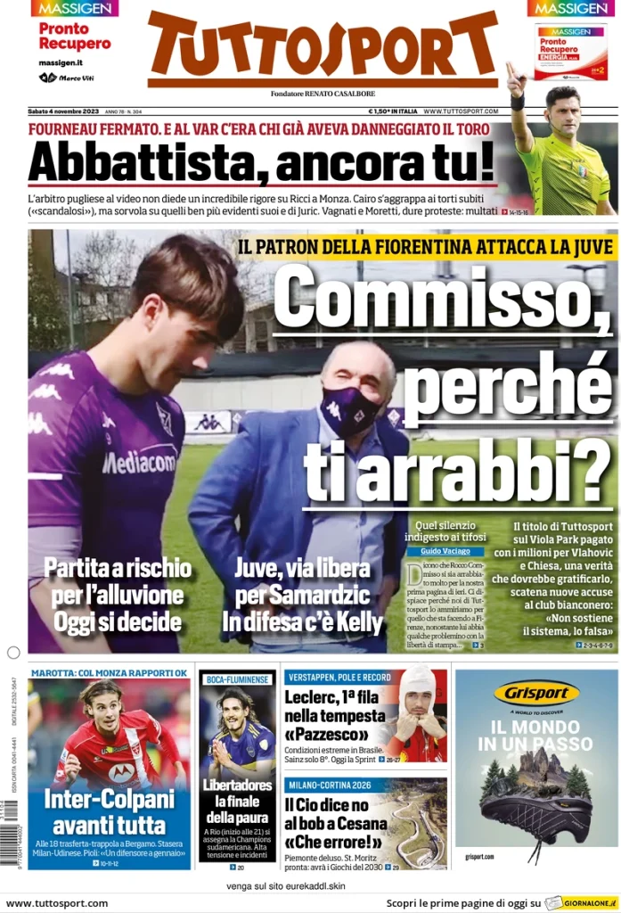 Le Prime Pagine Sportive Nazionali – 4 novembre 29 tuttosport 073747991