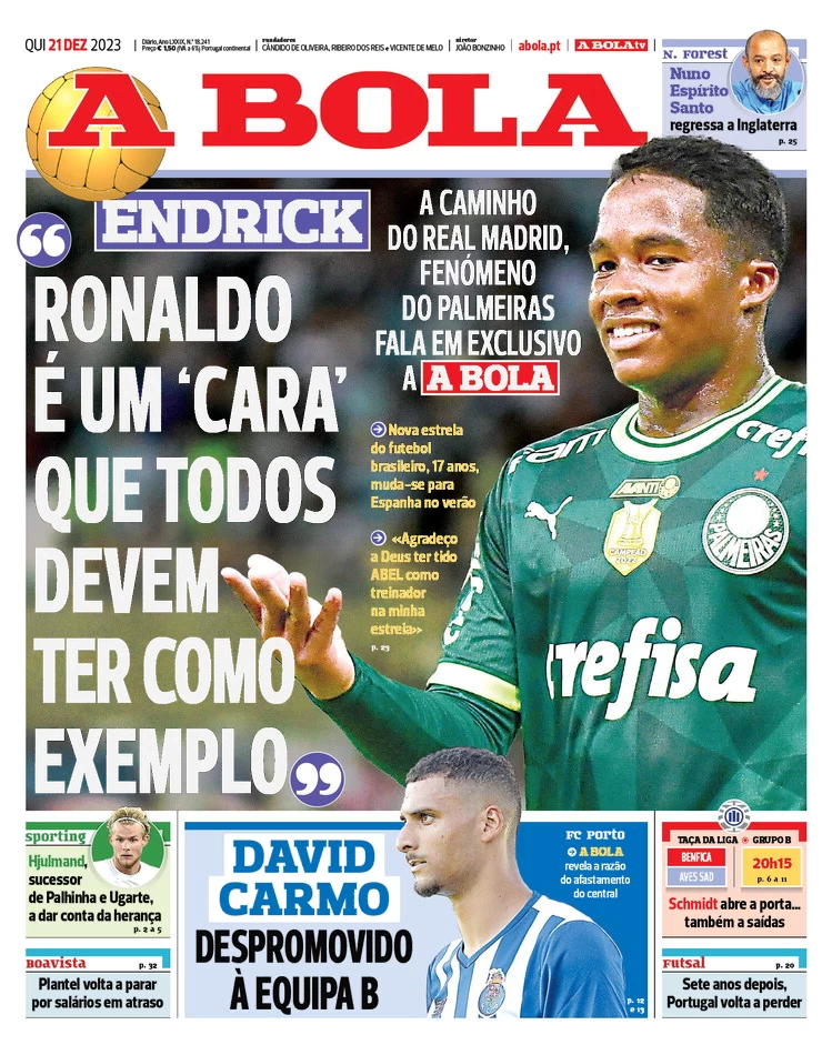 Le Prime Pagine Sportive Internazionali – 21 dicembre 27 A Bola 2