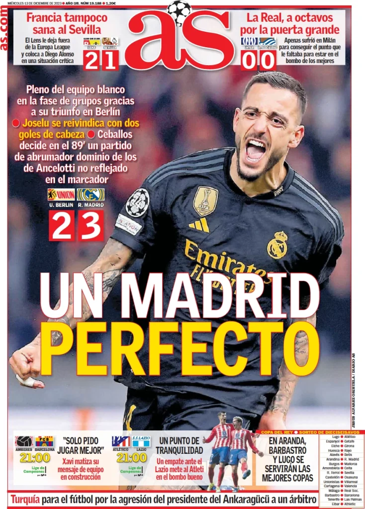 Le Prime Pagine Sportive Internazionali – 13 dicembre 28 As 5