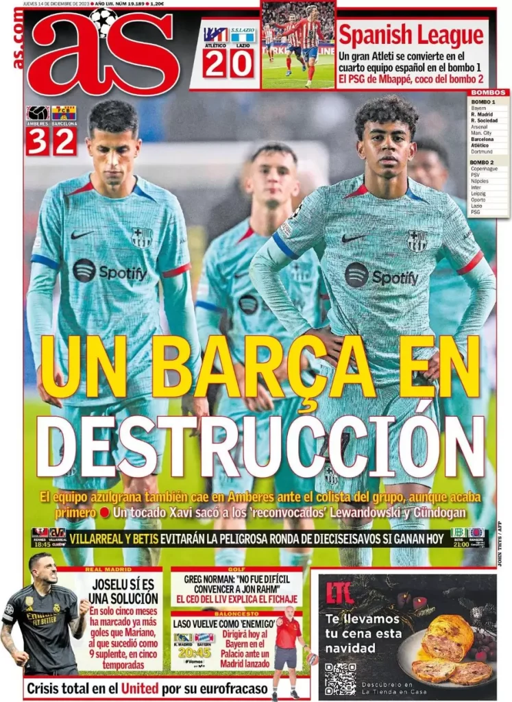 Le Prime Pagine Sportive Internazionali – 14 dicembre 27 As 6