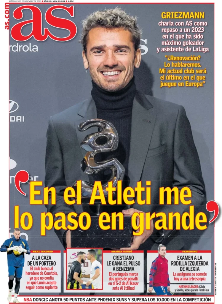 Le Prime Pagine Sportive Internazionali – 27 dicembre 28 As 9