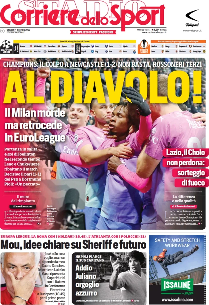 Le Prime Pagine Sportive Nazionali – 14 dicembre 28 Corriere Sport 6
