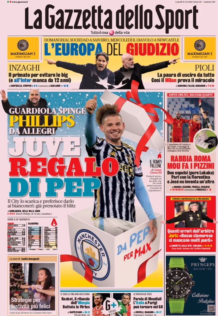 Le Prime Pagine Sportive Nazionali – 11 dicembre 27 Gazzetta dello Sport 4