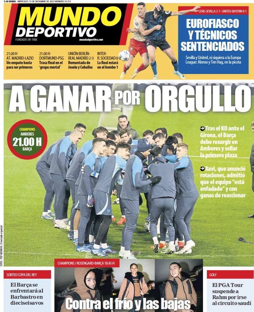 Le Prime Pagine Sportive Internazionali – 13 dicembre 32 Mundo Deportivo 5