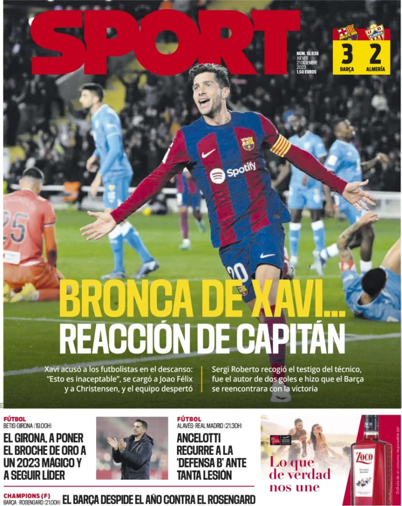 Le Prime Pagine Sportive Internazionali – 21 dicembre 33 Sport 7