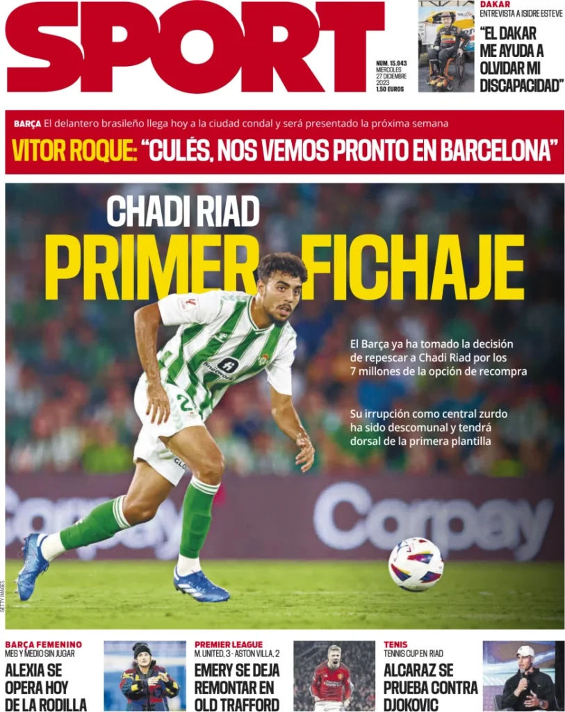 Le Prime Pagine Sportive Internazionali – 27 dicembre 32 Sport 9