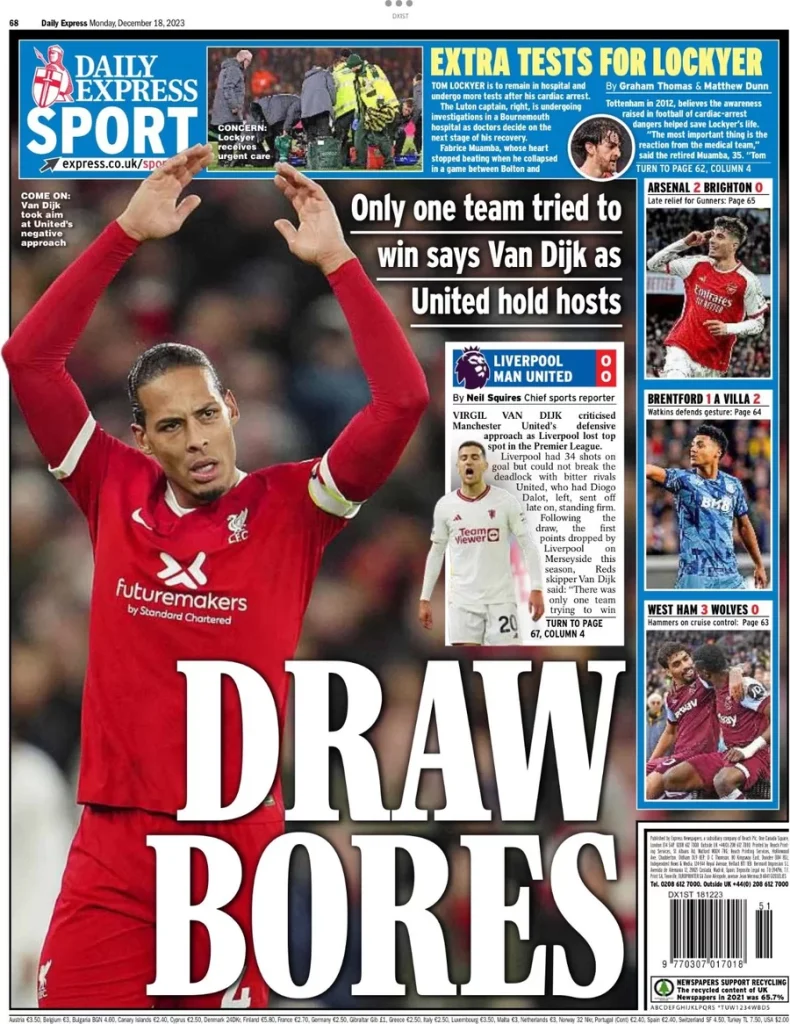 Le Prime Pagine Sportive Internazionali – 18 dicembre 29 daily express sport 003100344