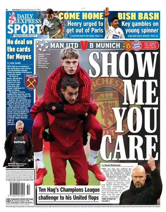 Le Prime Pagine Sportive Internazionali – 12 dicembre 29 daily express sport 064153995