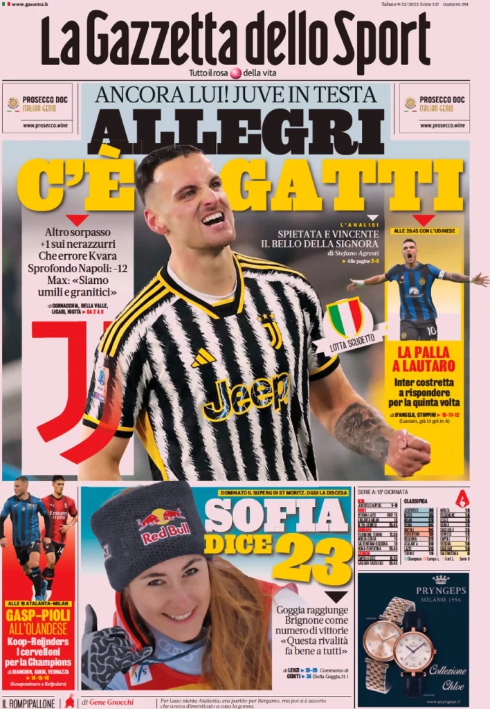 Le Prime Pagine Sportive Nazionali – 9 dicembre 27 gazzetta