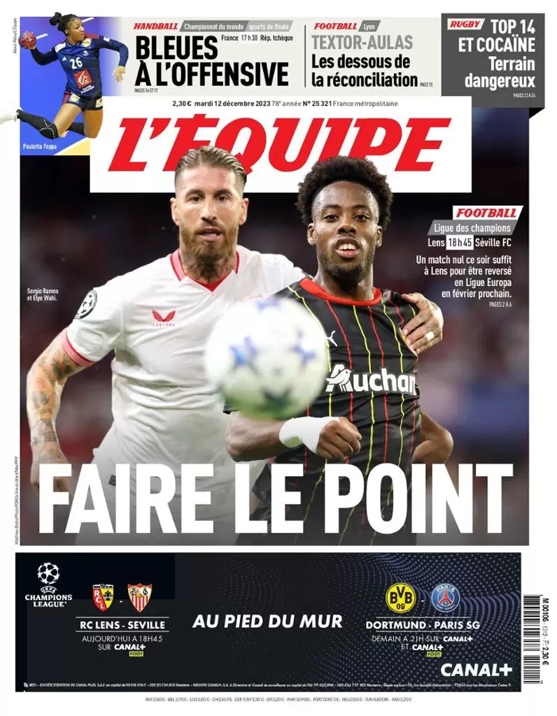 Le Prime Pagine Sportive Internazionali – 12 dicembre 30 l equipe 004358544