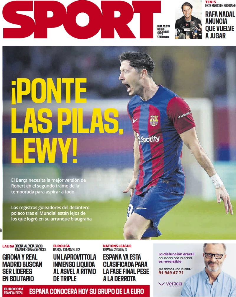 Le Prime Pagine Sportive Internazionali – 2 dicembre 32 sport es 052309153