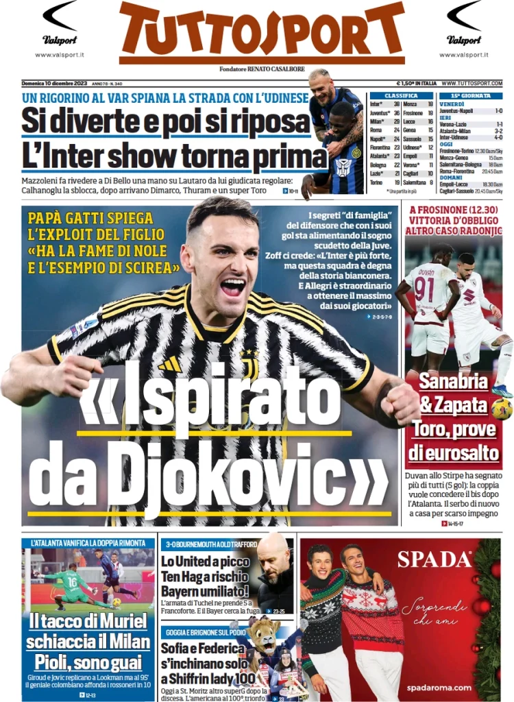 Le Prime Pagine Sportive Nazionali – 10 dicembre 29 tuttosport 014304541