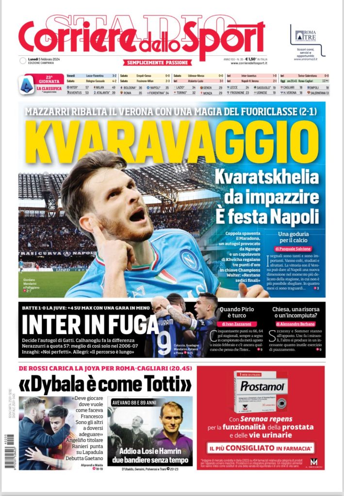 Le Prime Pagine Sportive Nazionali - 5 febbraio 28 2 1