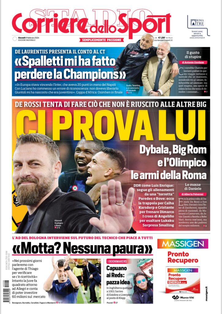 Le Prime Pagine Sportive Nazionali - 8 febbraio 28 2 3