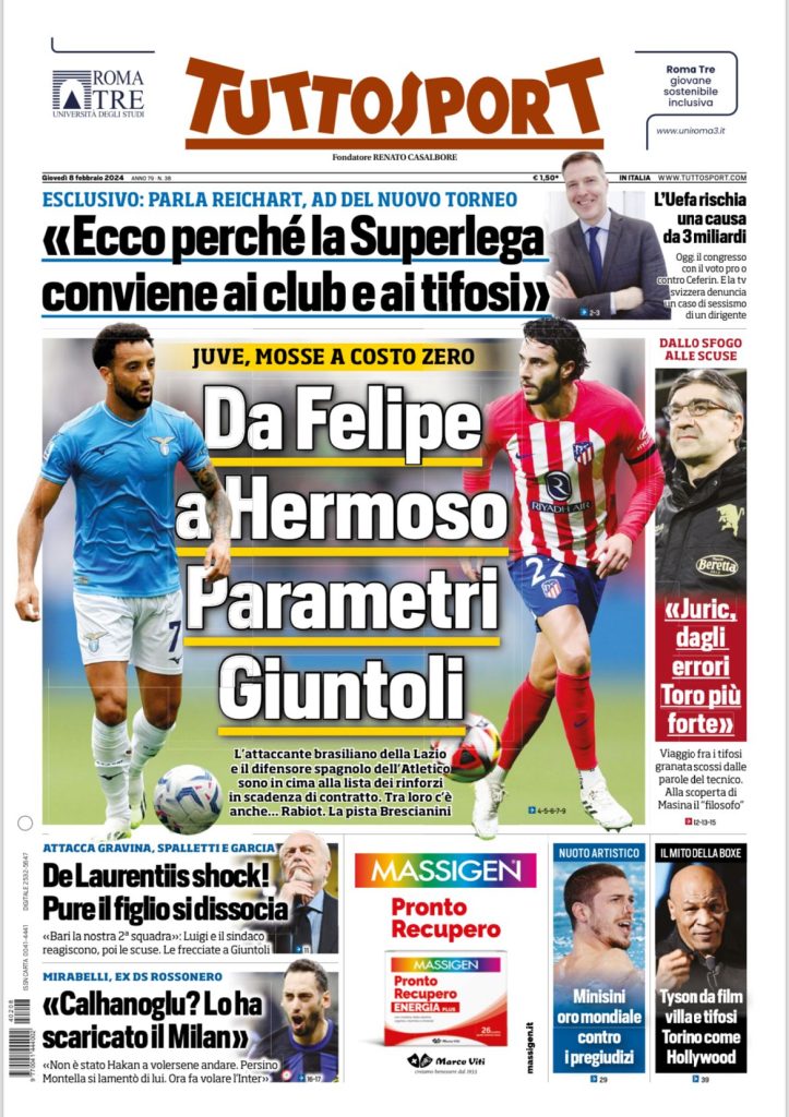 Le Prime Pagine Sportive Nazionali - 8 febbraio 29 3 2