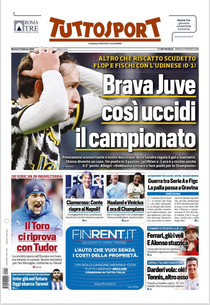 Le Prime Pagine Sportive Nazionali - 13 febbraio 29 3 3