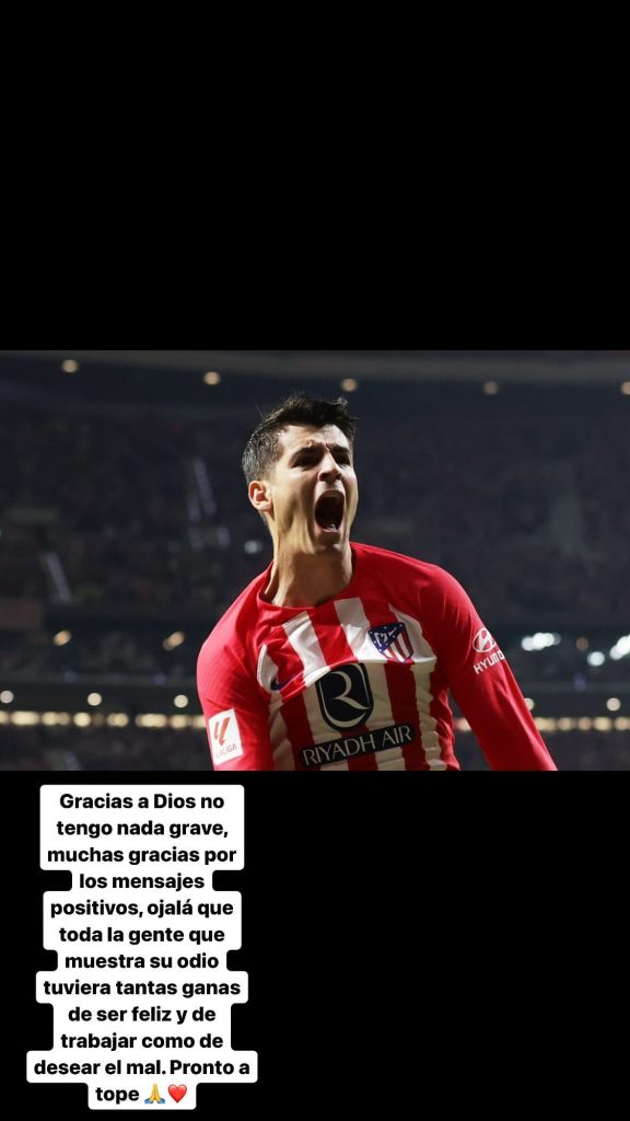 Morata tranquillizza i tifosi sui social: il messaggio dopo l'infortunio 27 Morata social