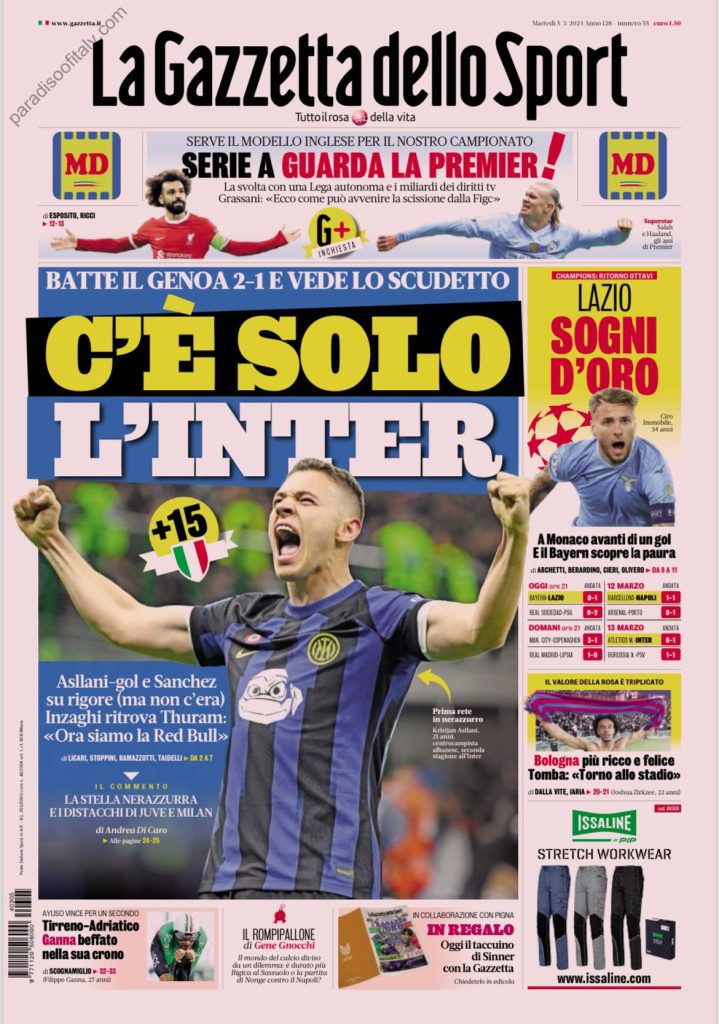 Le Prime Pagine Sportive Nazionali - 5 marzo 27 1 1