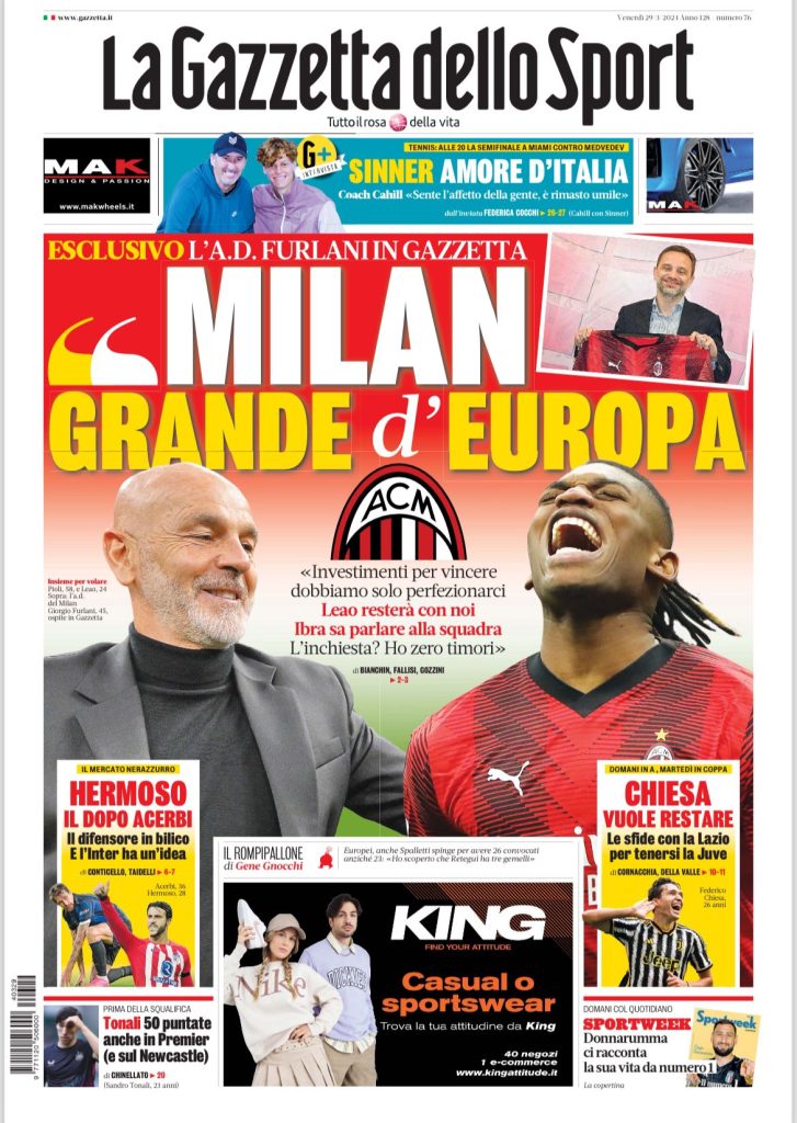 Le Prime Pagine Sportive Nazionali - 29 marzo 27 10 2