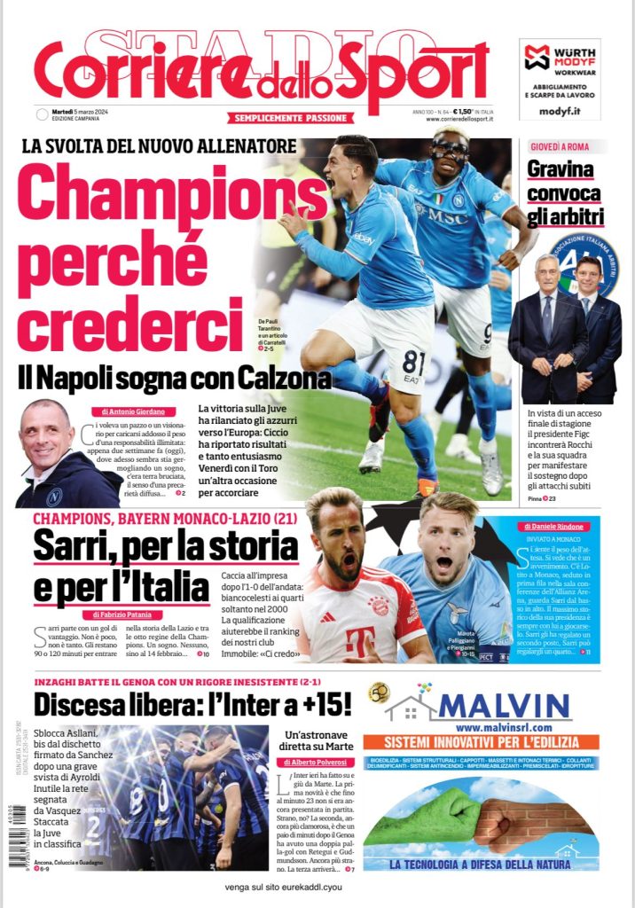 Le Prime Pagine Sportive Nazionali - 5 marzo 28 2 1