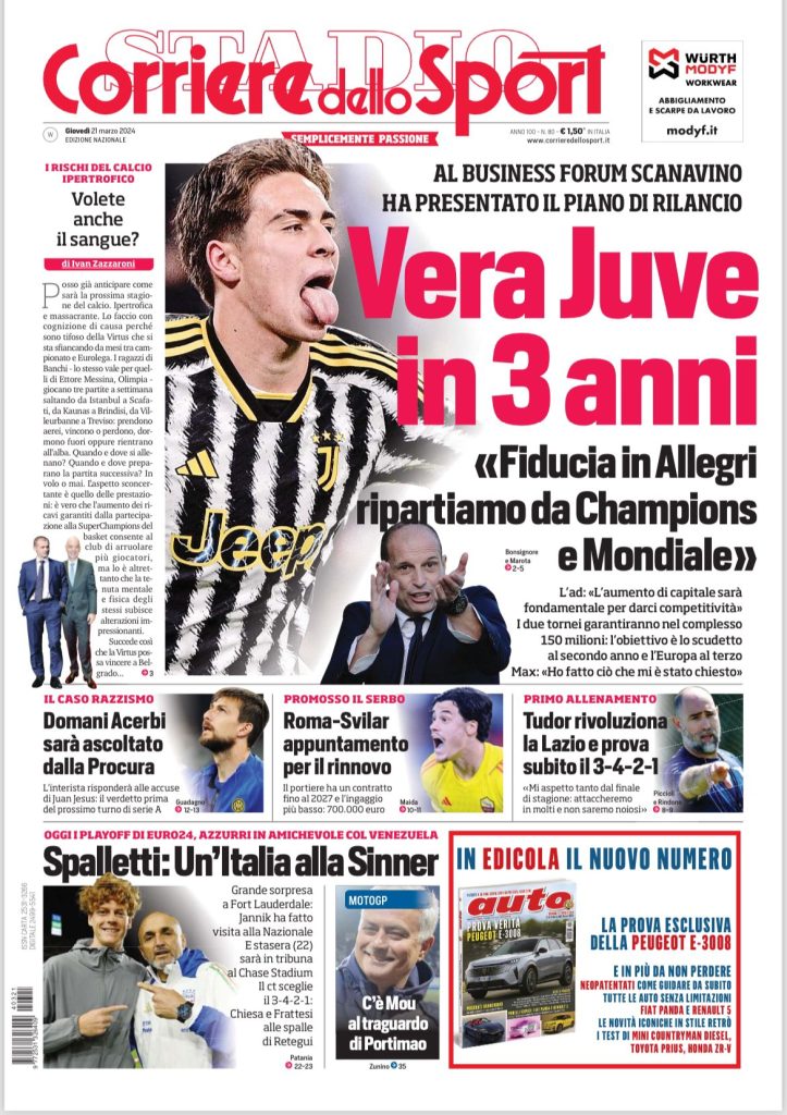 Le Prime Pagine Sportive Nazionali - 21 marzo 28 2 5