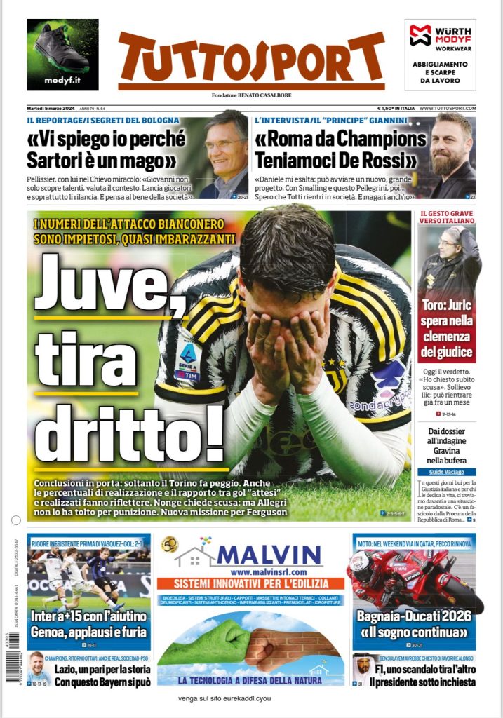 Le Prime Pagine Sportive Nazionali - 5 marzo 29 3 1