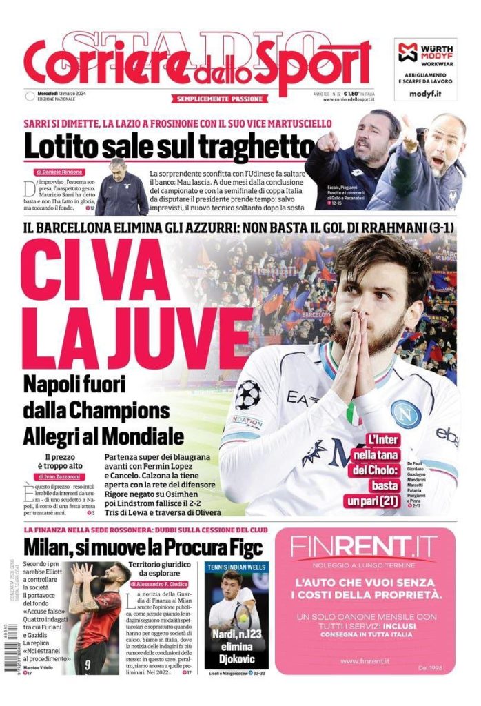 Le Prime Pagine Sportive Nazionali - 13 marzo 29 WhatsApp Image 2024 03 13 at 07.54.43