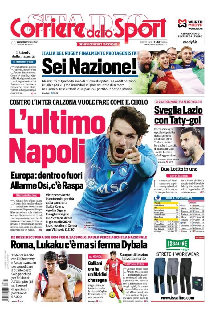 Le Prime Pagine Sportive Nazionali - 17 marzo 28 WhatsApp Image 2024 03 17 at 07.53.51 2