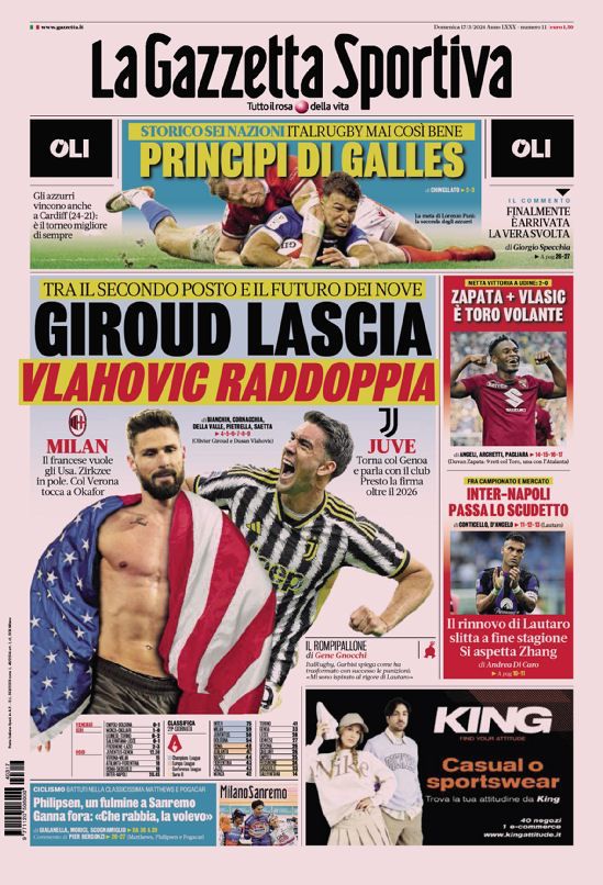 Le Prime Pagine Sportive Nazionali - 17 marzo 27 WhatsApp Image 2024 03 17 at 07.53.51