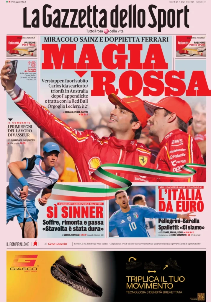 Le Prime Pagine Sportive Nazionali - 25 marzo 27 la gazzetta dello sport 040802530
