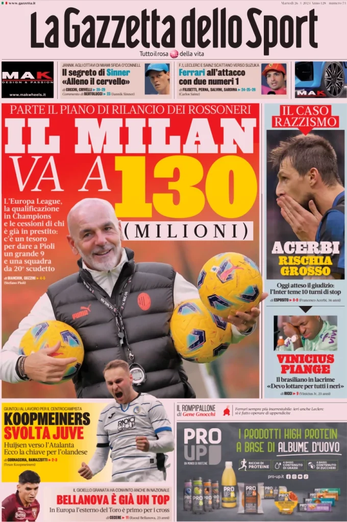 Le Prime Pagine Sportive Nazionali - 26 marzo 27 la gazzetta dello sport 042303196