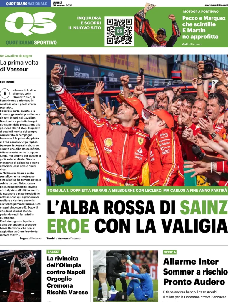 Le Prime Pagine Sportive Nazionali - 25 marzo 29 qs quotidiano sportivo 060646341
