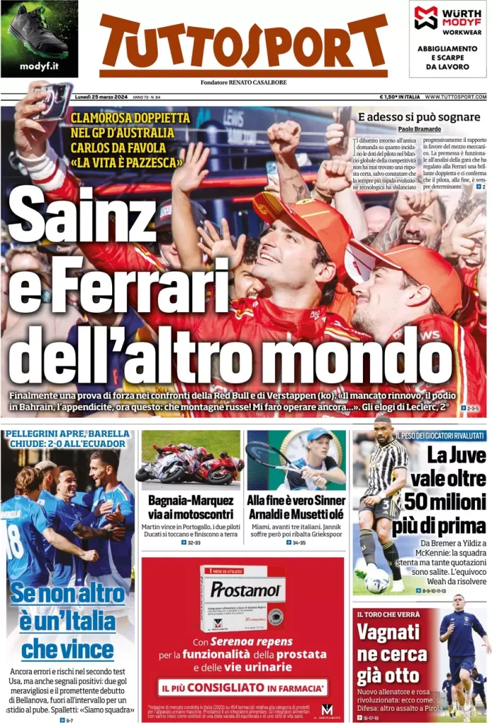 Le Prime Pagine Sportive Nazionali - 25 marzo 30 tuttosport 010014172