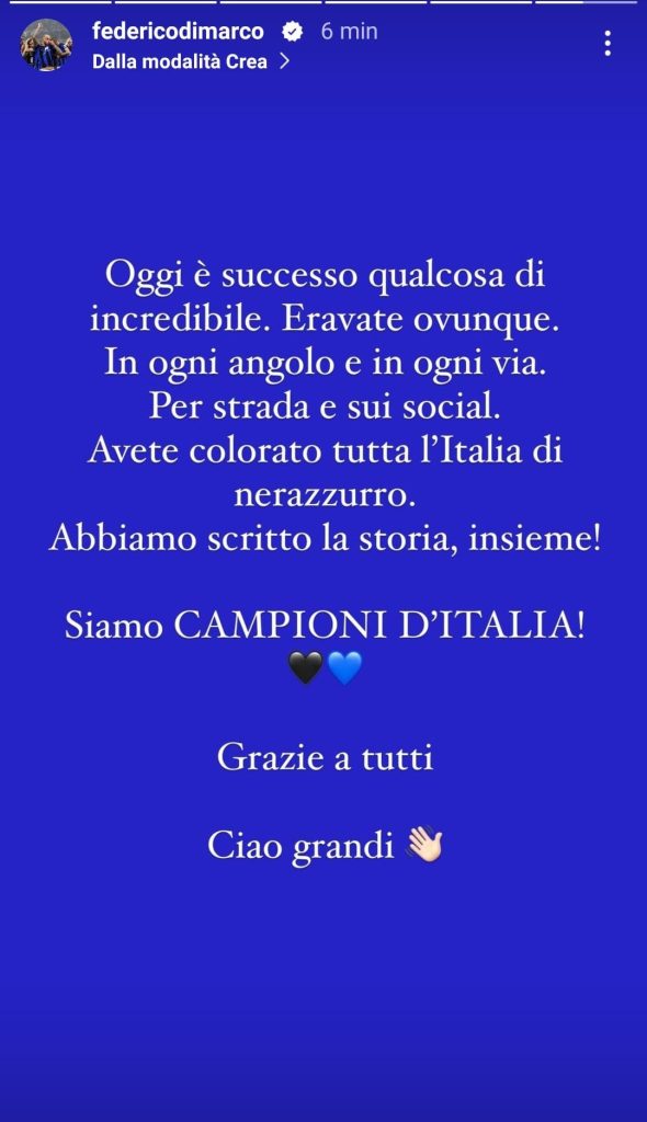 Scudetto Inter, Dimarco innamorato dei propri tifosi: messaggio da brividi - FOTO 27 1 3