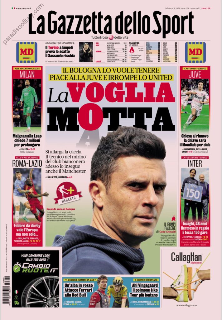 Le Prime Pagine Sportive Nazionali - 6 aprile 27 10 1