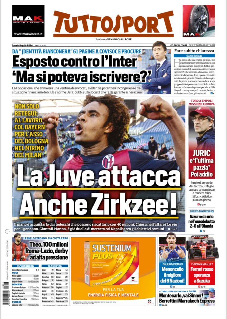 Le Prime Pagine Sportive Nazionali - 6 aprile 29 12 1