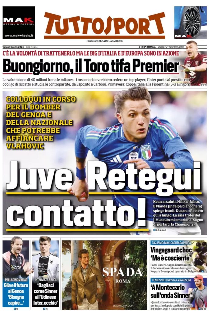 Le Prime Pagine Sportive Nazionali - 5 aprile 28 12