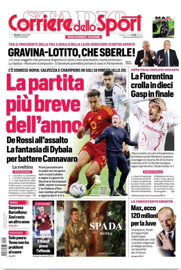 Prime Pagine Sportive Nazionali - 25 aprile 28 2 2